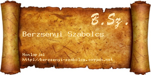 Berzsenyi Szabolcs névjegykártya